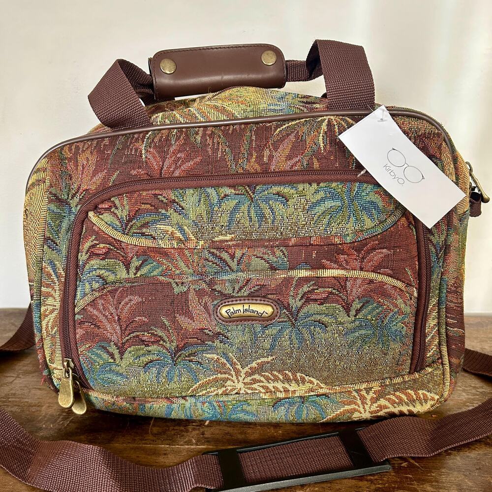 Vintage Tapestry Bag, Overnight | 90's Carry On Bag Satchel Brown Floral